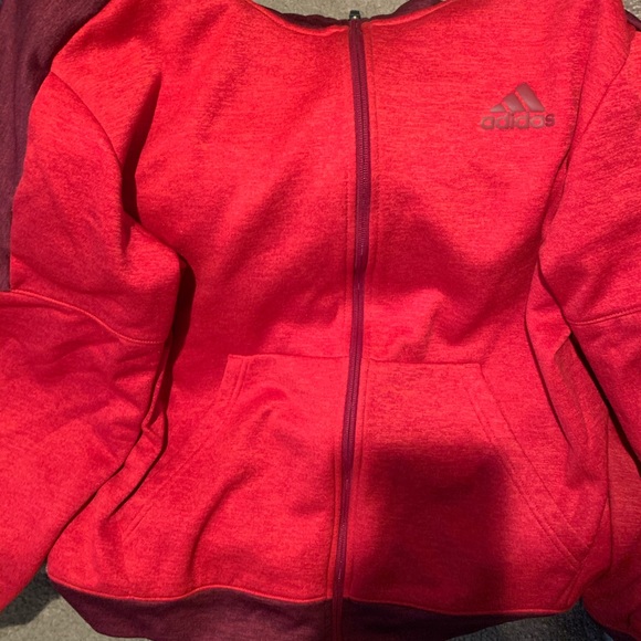 Adidas Performance Hoodie Red with front zipper L great fit and style🏀🏈🥊 - Picture 2 of 5